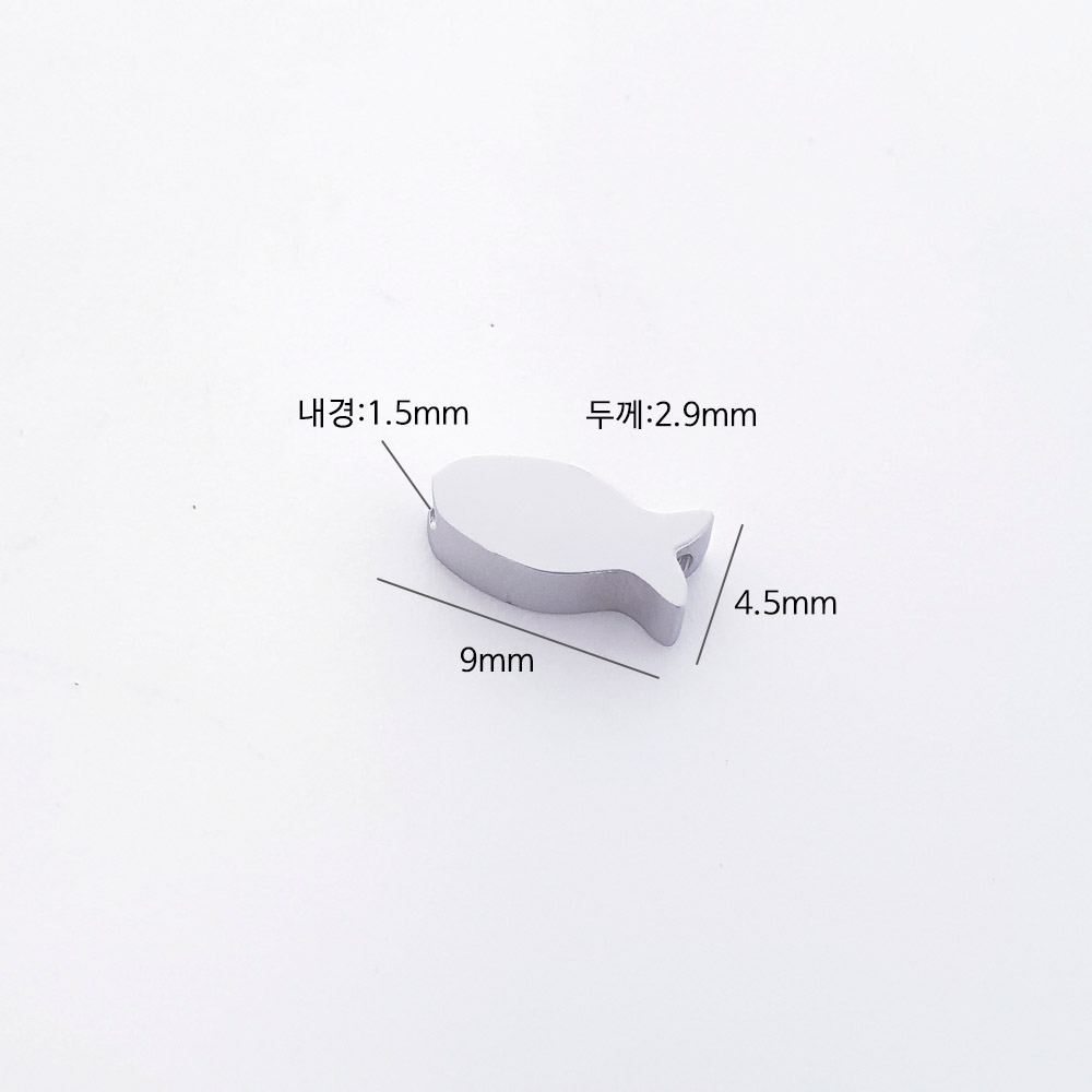 이 제품은 가로 9mm, 길이 4.5mm, 내경 1.5mm, 두께 2.9mm 크기입니다.