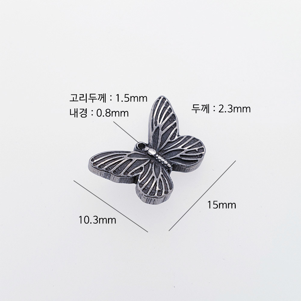 제품의 사이즈는 가로 15mm 세로 10.3mm 두께 2.3mm 내경 0.8mm 입니다.