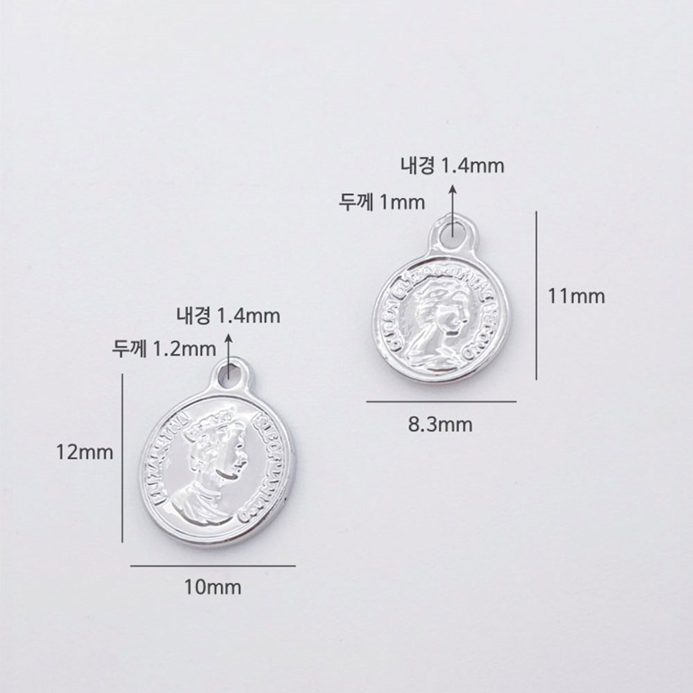 미니 동전 코인 펜던트 메탈키링(size2)액세서리 부자재의 크기 입니다. 