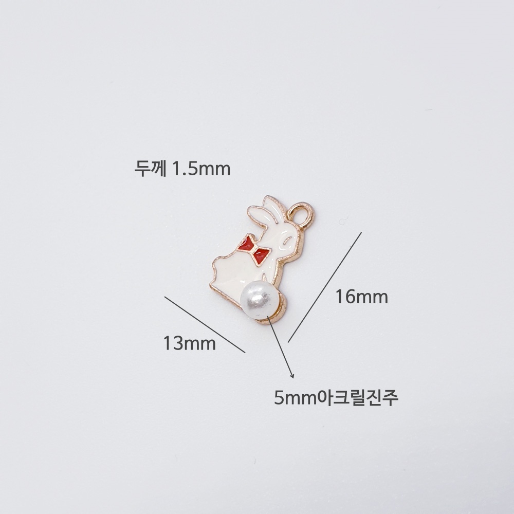 진주꼬리 토끼키링 메탈키링  악세사리 부자재의 크기는13*16mm입니다.