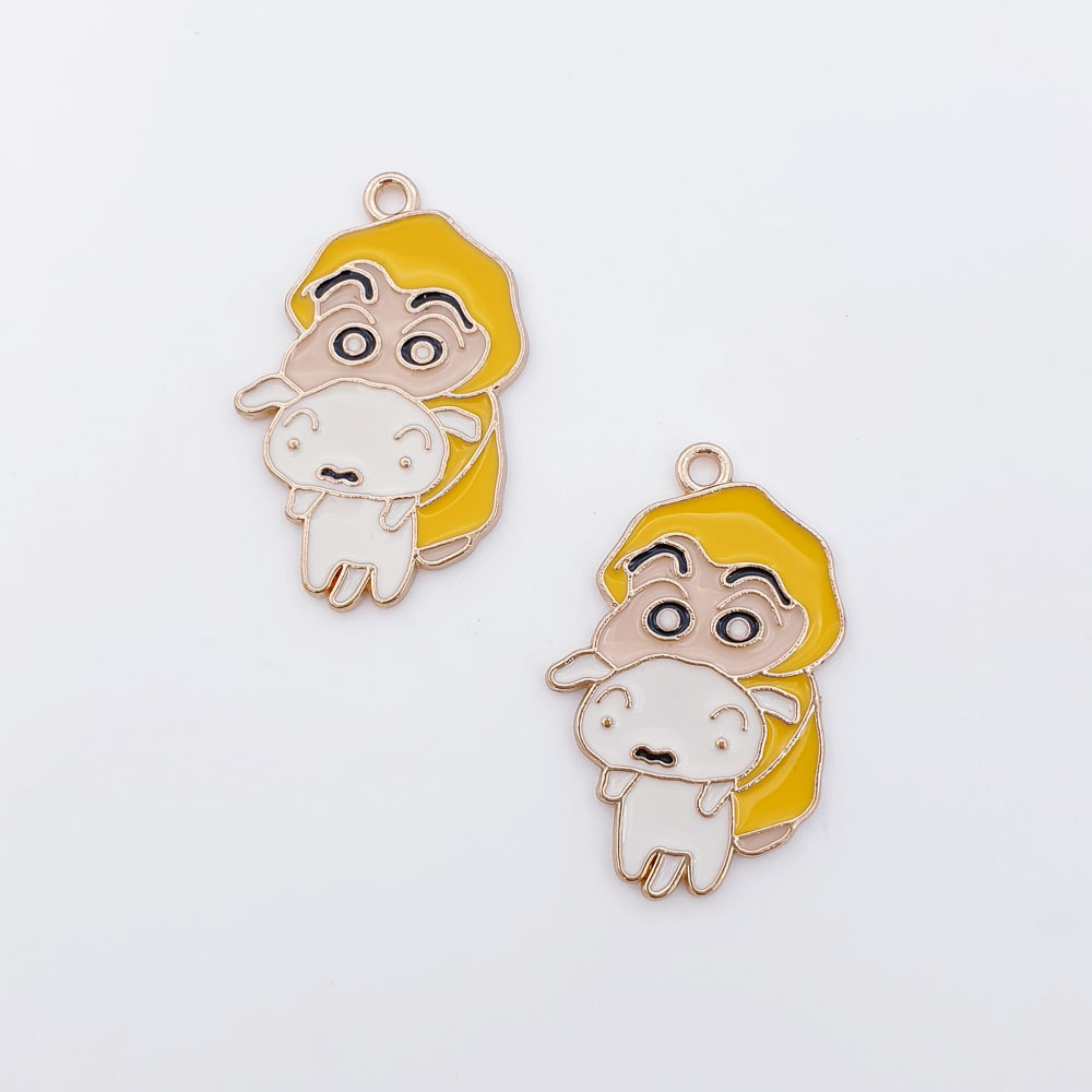 노란우비 짱구와 흰둥이 메탈키링 펜던트 악세사리 부자재 입니다.