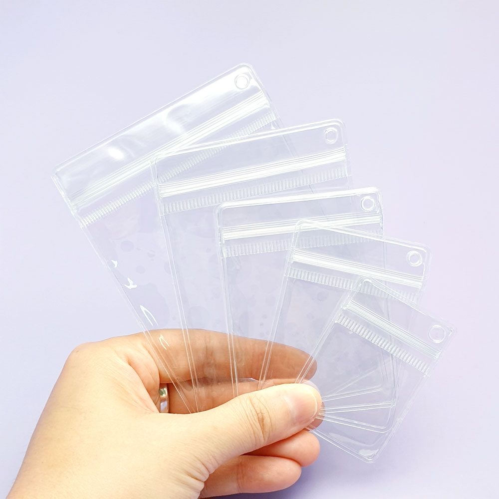 PVC 타공 인형 포카 투명 파우치 키링 악세사리 부자재(size5)입니다.