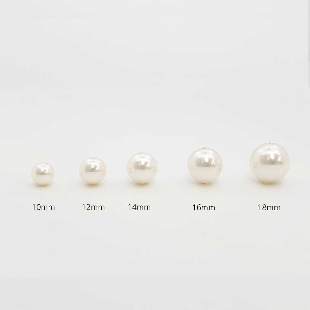 아크릴진주의 사이즈는 10mm,12mm,14mm,16mm,18mm입니다.