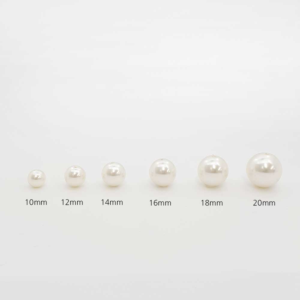 아크릴진주의 사이즈는 10mm,12mm,14mm,16mm,18mm,20mm입니다.