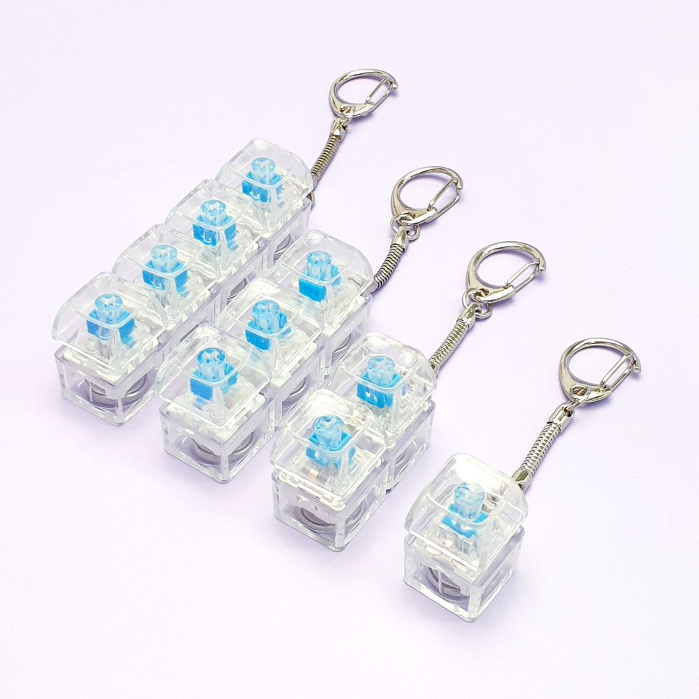LED 투명 일자 클릭커 청축 키캡 키링 키홀더입니다.